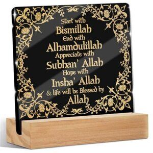 Islamic Acrylic Sign Decor Eid Ramadan Mubarak Table Decor Start and End